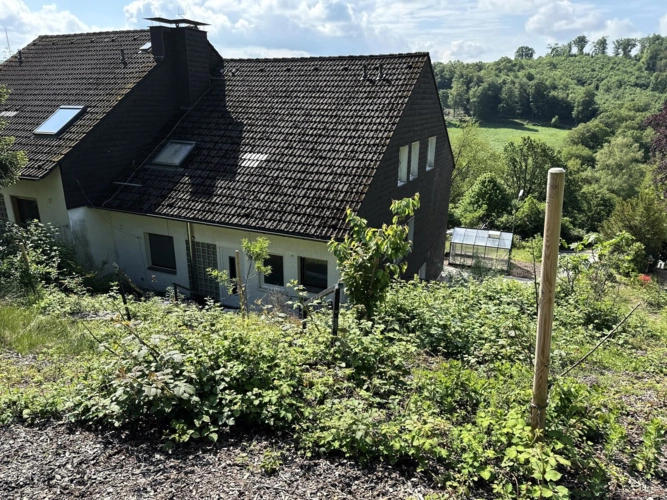 Blick vom oberen Garten aus mit Zugang Einliegerwohnung.