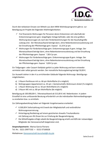 Seite 2 Eckdaten Vorhaben Burscheid-Hilgen