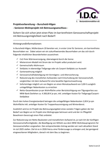 Seite 1 Eckdaten Vorhabenn Burscheid-Hilgen