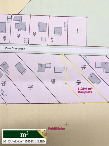 Lageplan u. Bauplatz in gelber Umrandung