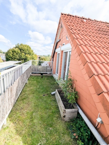 Seitliche Rasenfläche