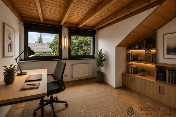 Schlafzimmer/Büro im Dachgeschoss (KI-generiert)