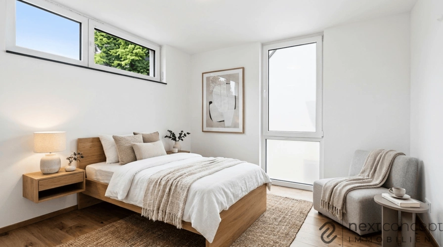 Schlafzimmer (KI-generiert / Alternativbild zur Wohnung WE09