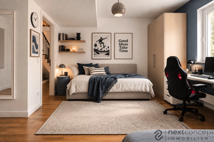 Schlafzimmer im Souterrain (KI-generiert)