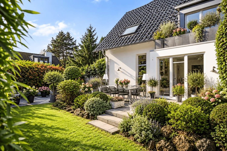 seitliche Gartenansicht