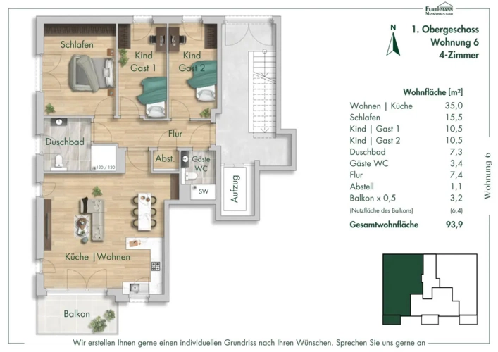 Grundriss Wohnung 6