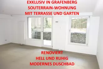 EXKLUSIV IN GRAFENBERG SOUTERRAIN GARTEN-TERRASSENWOHNUNG SEHR RUHIG RENOVIERT M...